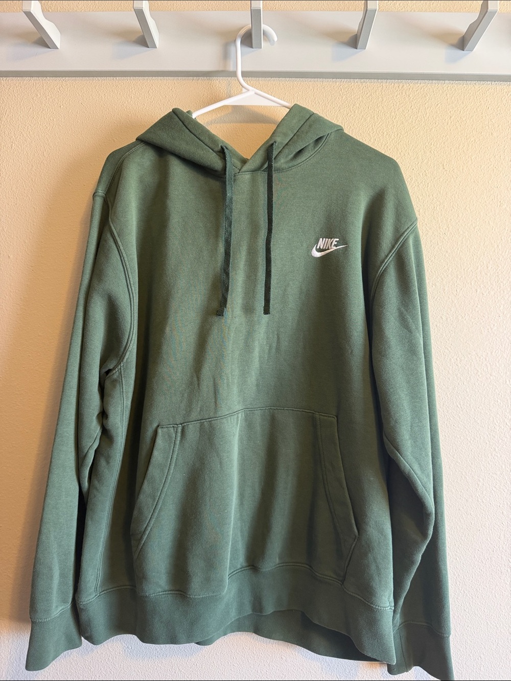 Nike Olive Green Pullover Hoodie with White Logo
